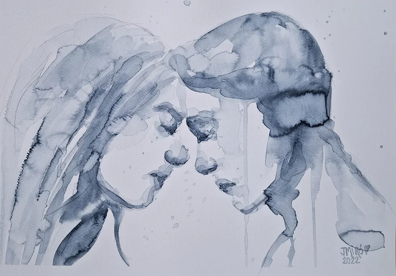 Akvarell Soulmates av Judith Miró Rodriguez