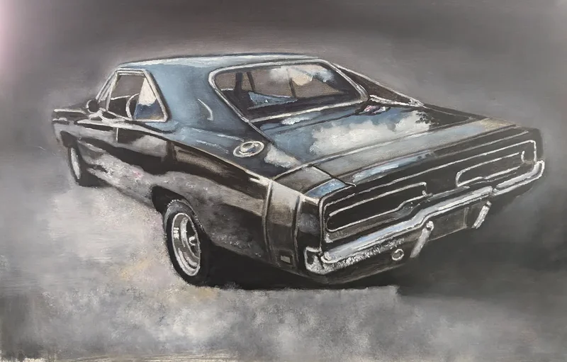 Oljemålning Dodge charger av Bo Lakso