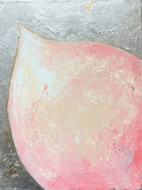 Akrylmålning Petals - pink & silver I av Lee Seger