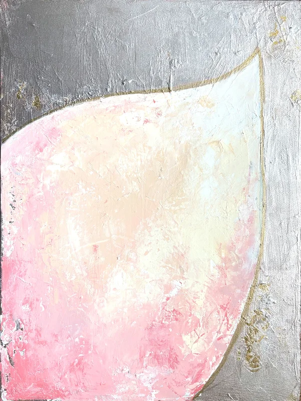 Akrylmålning Petals- pink & silver III av Lee Seger