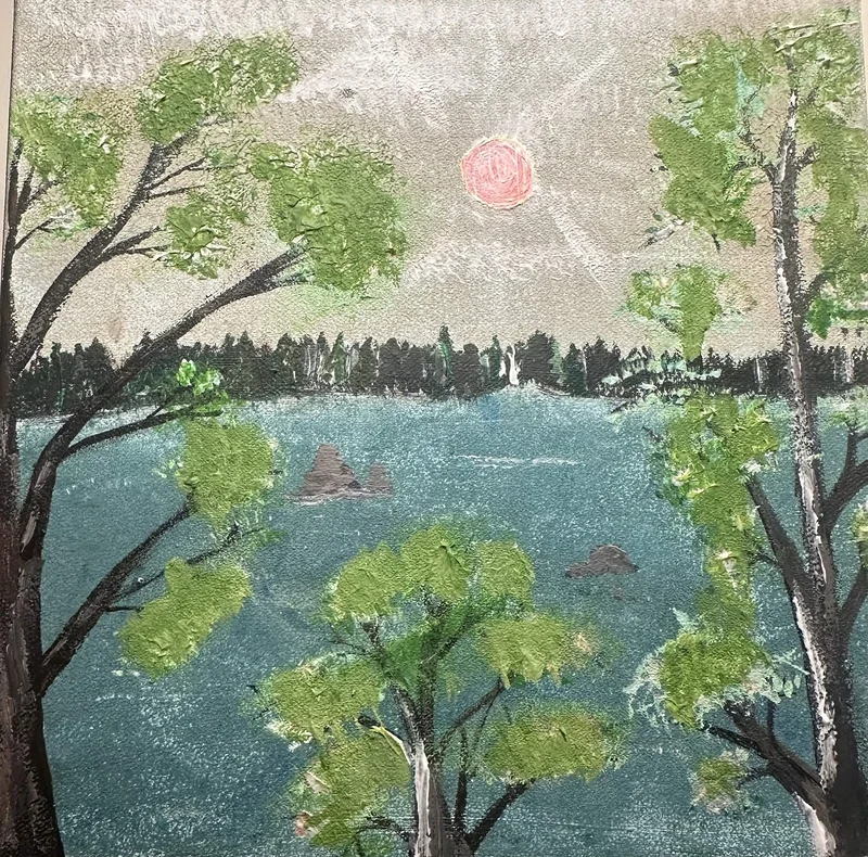Akrylmålning Mellan regn och sol av Kia Berg