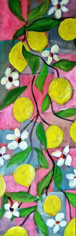 Akrylmålning Citroner-2 av Birgitta Jonsson Bijon Art