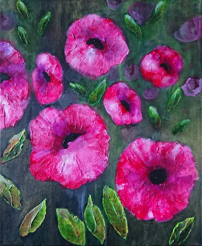 Akrylmålning Hibiscus av Kaje Lindfors