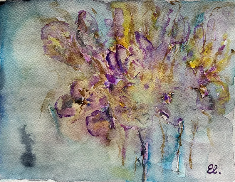 Akvarell Crashes and tulips av Eva Sofia Liljestrand