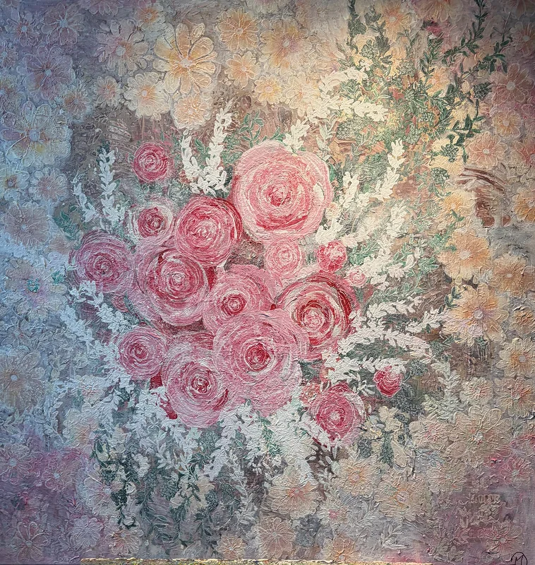 Akrylmålning Rosa drömmar av Marie Duclos