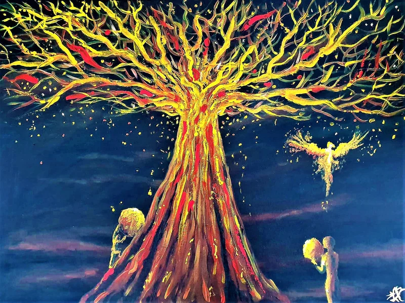Akrylmålning The soul of man av Katerina Chatzidionysiou