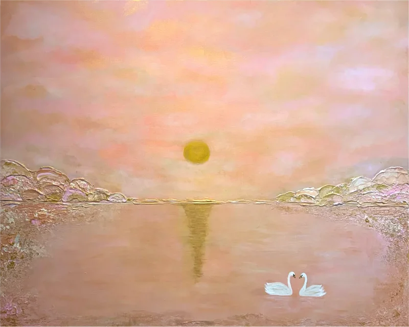 Akrylmålning Golden sunset av Sofia Wahlgren