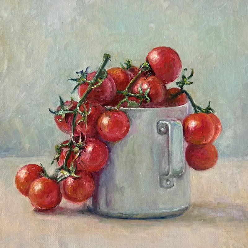 Oljemålning Cherry tomatoes av Anastasiya Kostyuk