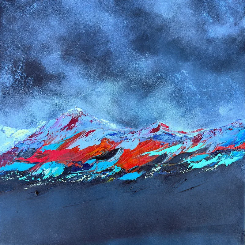 Oljemålning Breathing of Mountains av Olena Sloboda