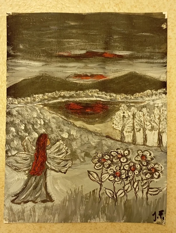 Akrylmålning Älvan av Johanna F
