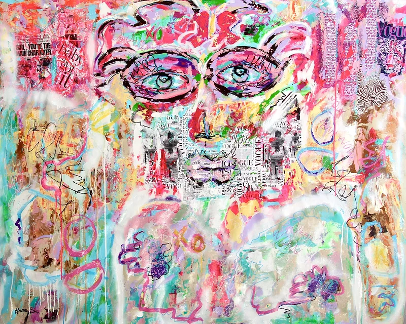 YEAH WOW, Colorful Abstract Portrait av Hanna Sander
