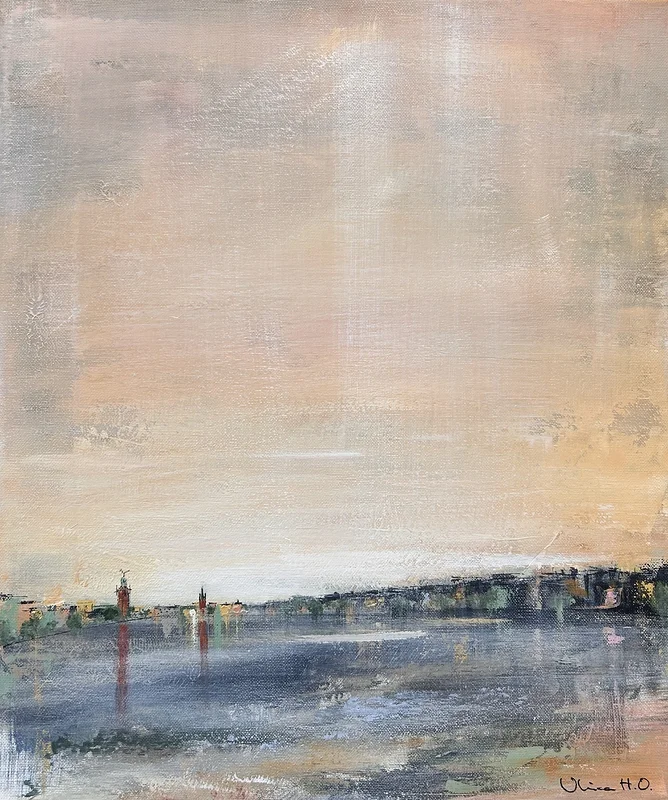 Akrylmålning Stockholm om våren av Ulrica Halling Olsson_art Stockholm