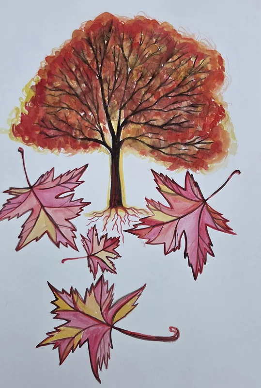 Akvarell Acer platanoides av Cristina Stef