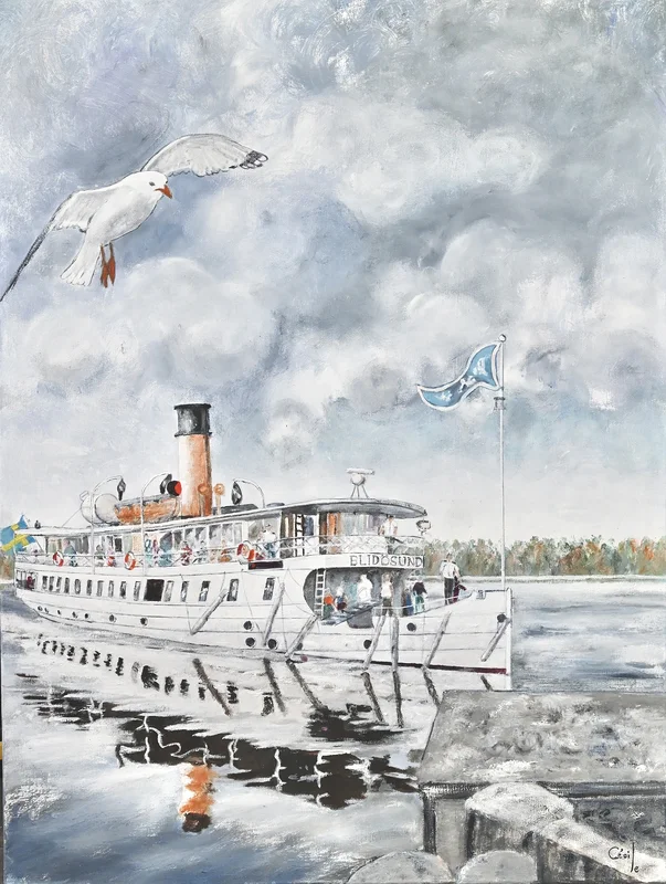 Oljemålning BLIDÖSUND av Cécile Hansson