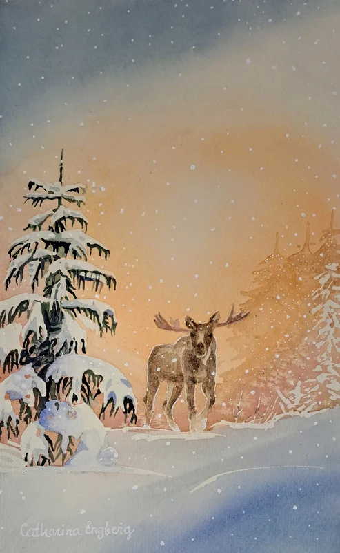 Akvarell King of the forest av Catharina Engberg