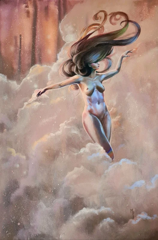 Akrylmålning An Inner Journey through the Clouds av Mimmi MPs ArtCreations Pettersson