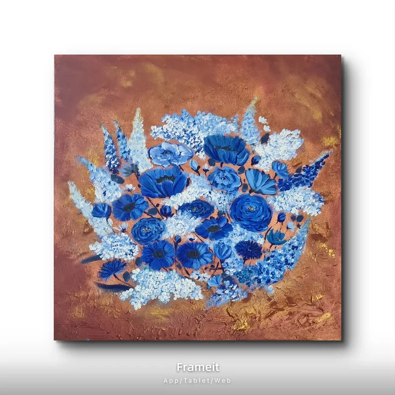 Akrylmålning Something blue av Rebecca Berglund