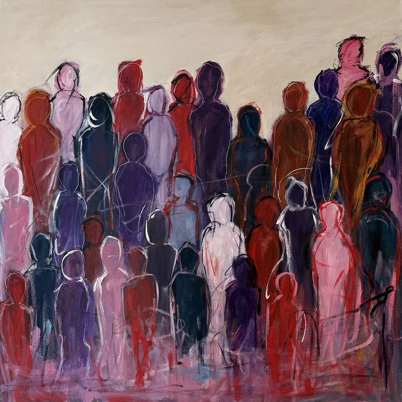 Akrylmålning Standing together av Peter Frejeberg