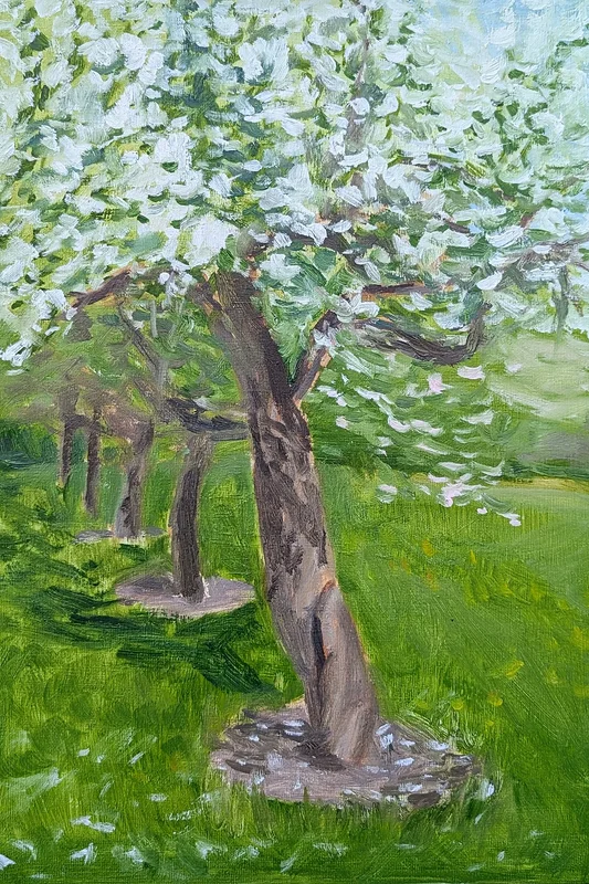 Oljemålning Blooming pear av Timofey Makoveychuk