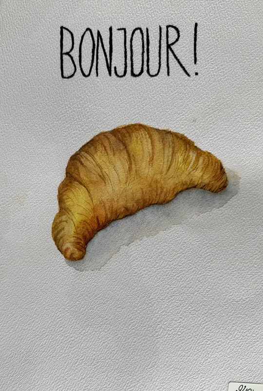 Akvarell Bonjour! av Maria Lindgren