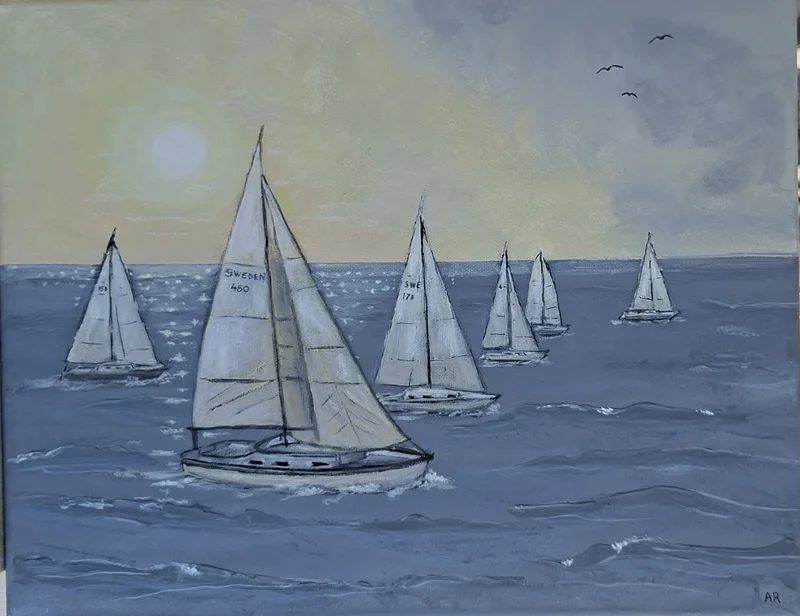 Akrylmålning Regatta av Annmarie Ramnitz