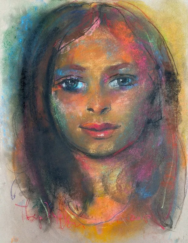 Akrylmålning Pastel Portraits V av Ivan Tverdun
