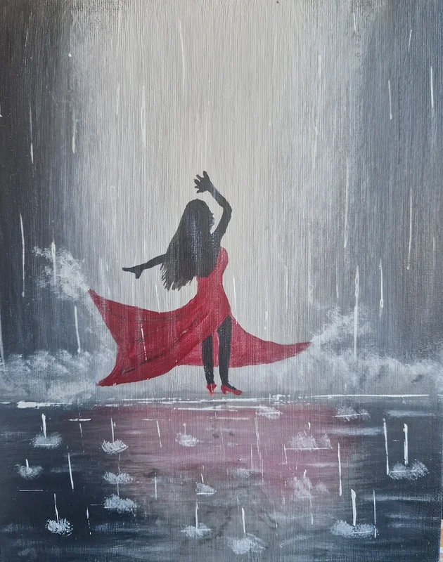 Akrylmålning Rain av Viktoria Kassfeldt