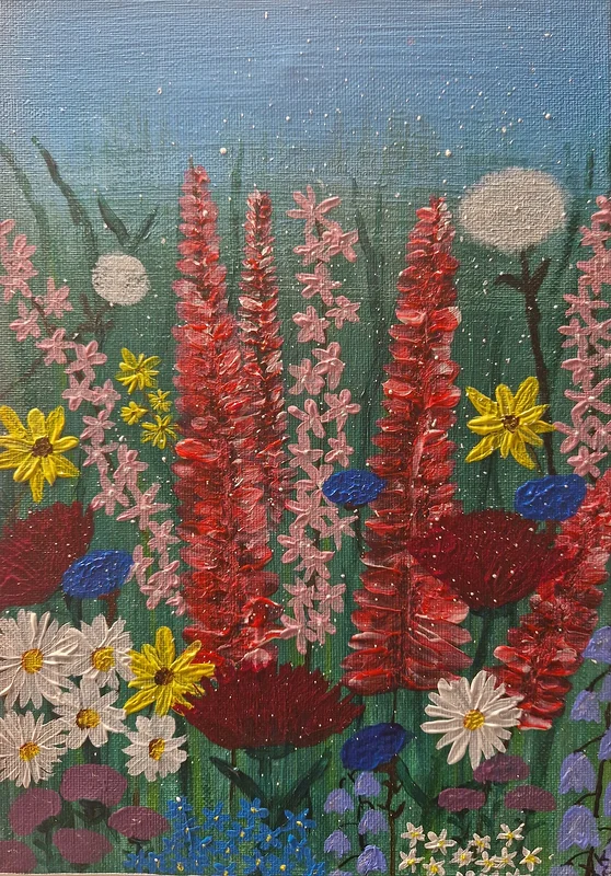 Akrylmålning Blomsteräng av Viktoria Kassfeldt