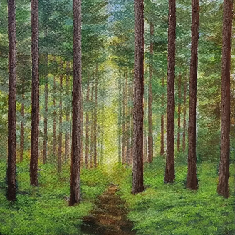 Akrylmålning Vår i skogen av Anna Jormin