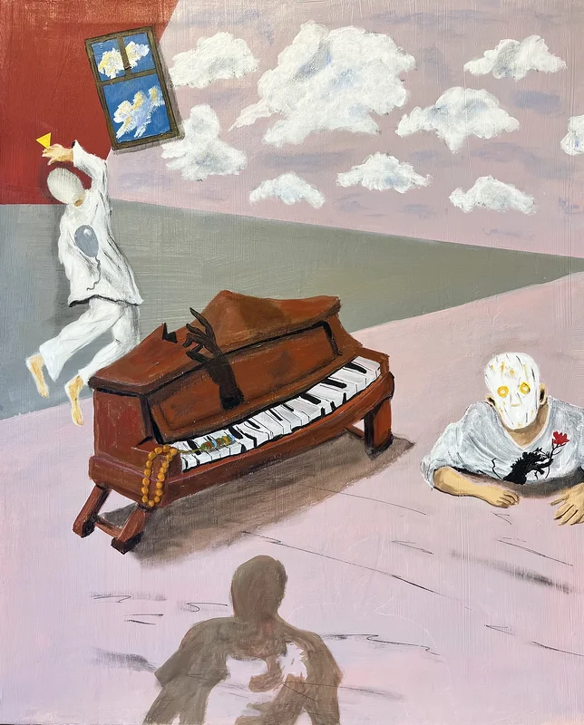 Akrylmålning ThePianoHasBeenDrinking av Håkan Bystedt