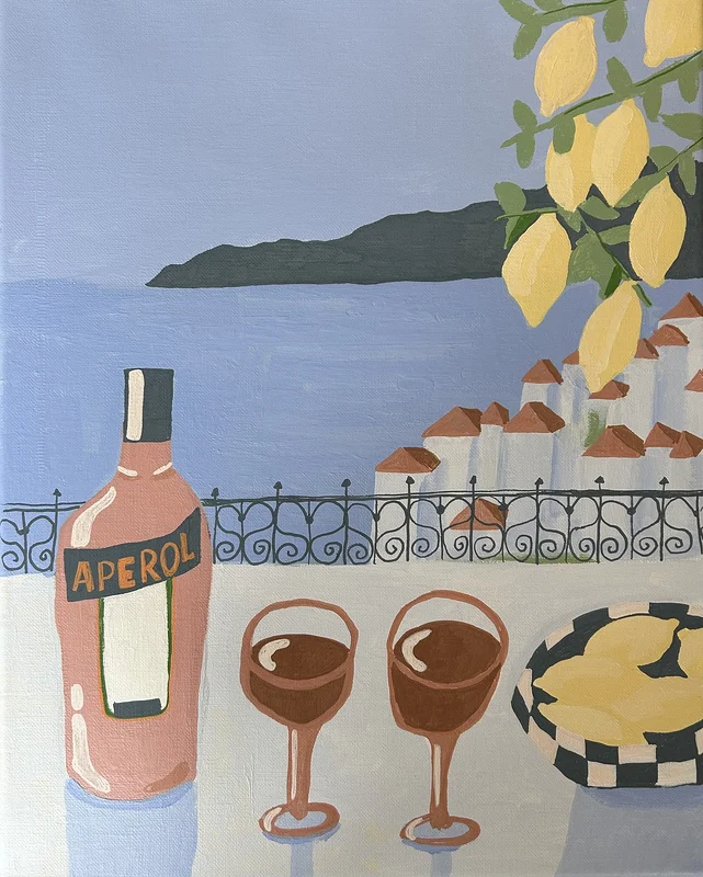 Akrylmålning Aperol 2 av Sara Johansen