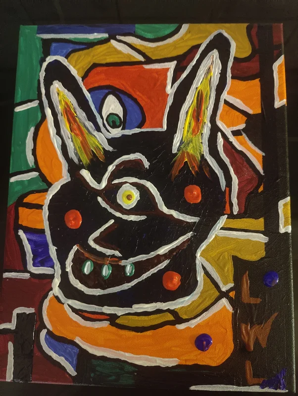 Akrylmålning Rabbit girl av Leif Lundberg