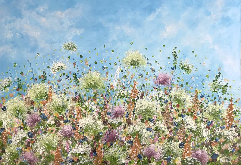 Akrylmålning A Theory of Flowers av Anna Artistockholm Brandt
