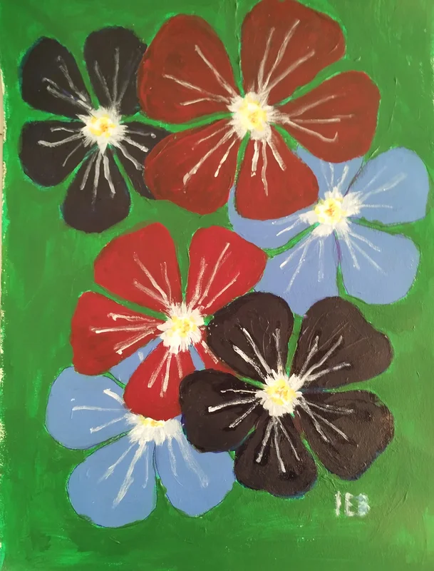 Akrylmålning Blomster av Ingwor E Björnsdotter