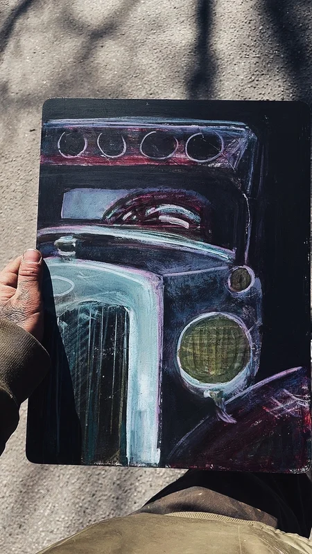 Akrylmålning Ford 1930 av Linus Johansson