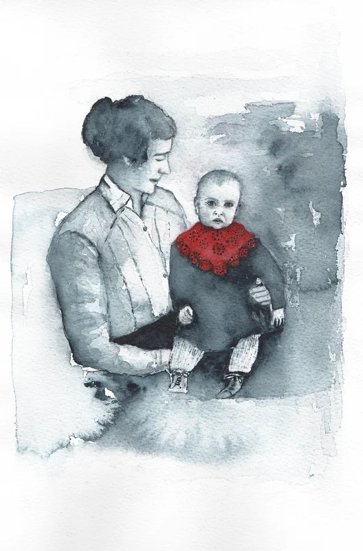 Akvarell Farmor Maja och Arnold av Maria Källberg