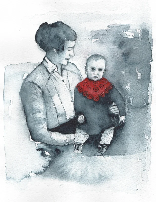 Akvarell Farmor Maja och Arnold av Maria Källberg