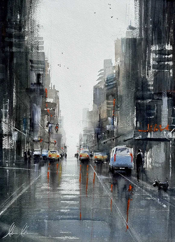 Akvarell New York av Anders Andersson