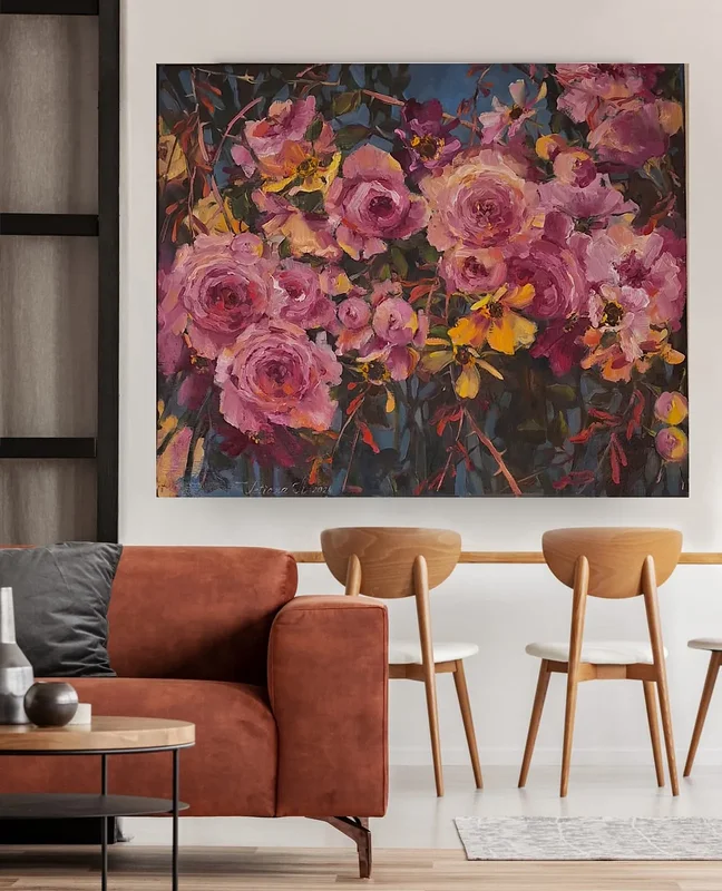 Oljemålning First swedish roses av Tetiana Kozhushko