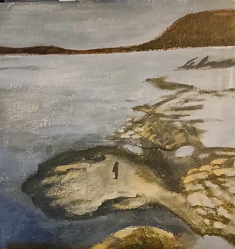 Akrylmålning Ensamvarg av Lena Sandberg