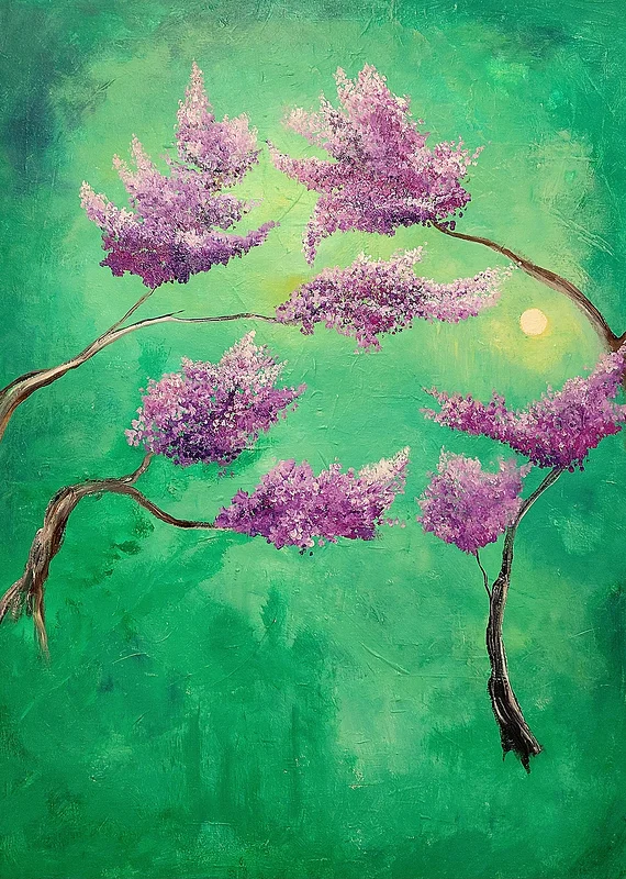 Akrylmålning Botanical moon av Jenny Gravestam
