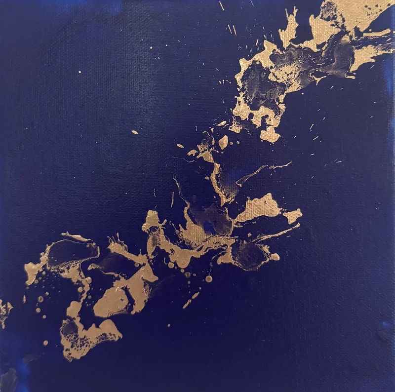 Akrylmålning Fragments of gold av Jenny Vessgård