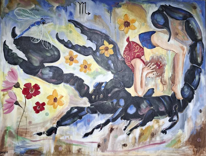 Oljemålning Scorpio av Judith Miró Rodriguez