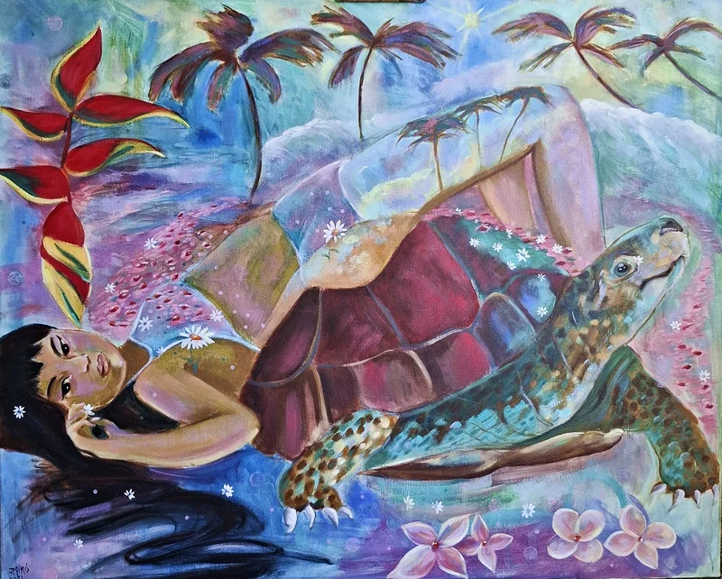 Oljemålning I´ve got you back av Judith Miró Rodriguez