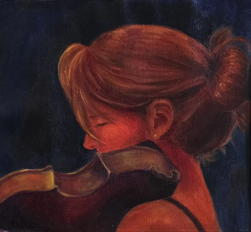 Oljemålning Musiken genom tiderna 1 av Rubén Espinoza Pineda