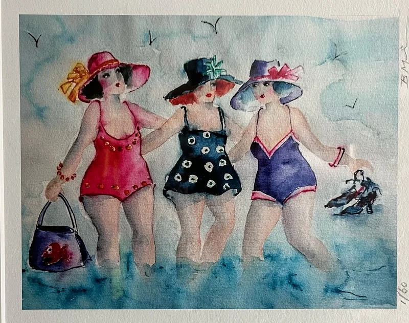 Akvarell Our swimsuits av Barbara Månsson