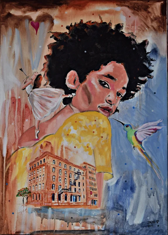 Oljemålning Brooklyn Rhythms: Painting a ballerina's av Judith Miró Rodriguez