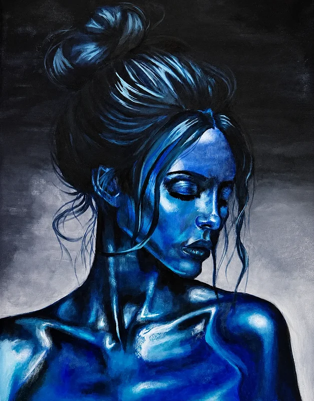Akrylmålning The blues av Erika Garcia