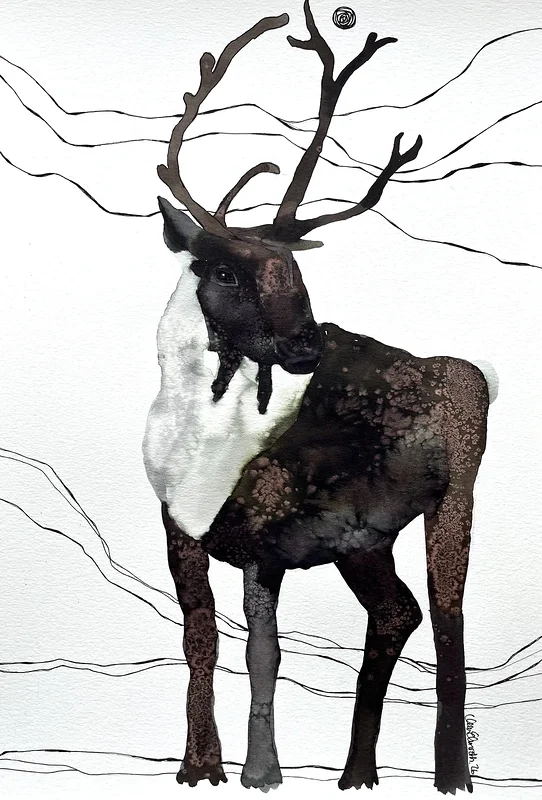 Akvarell Dear Reindeer av Hanna Elmroth