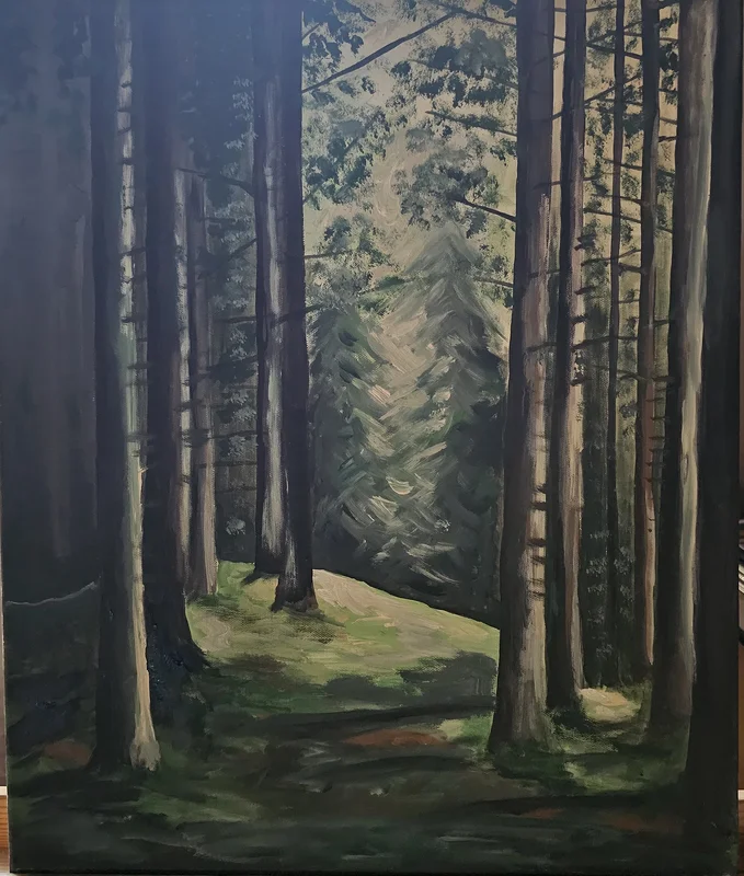 Akrylmålning Skogen och mossan av Linda Perminger